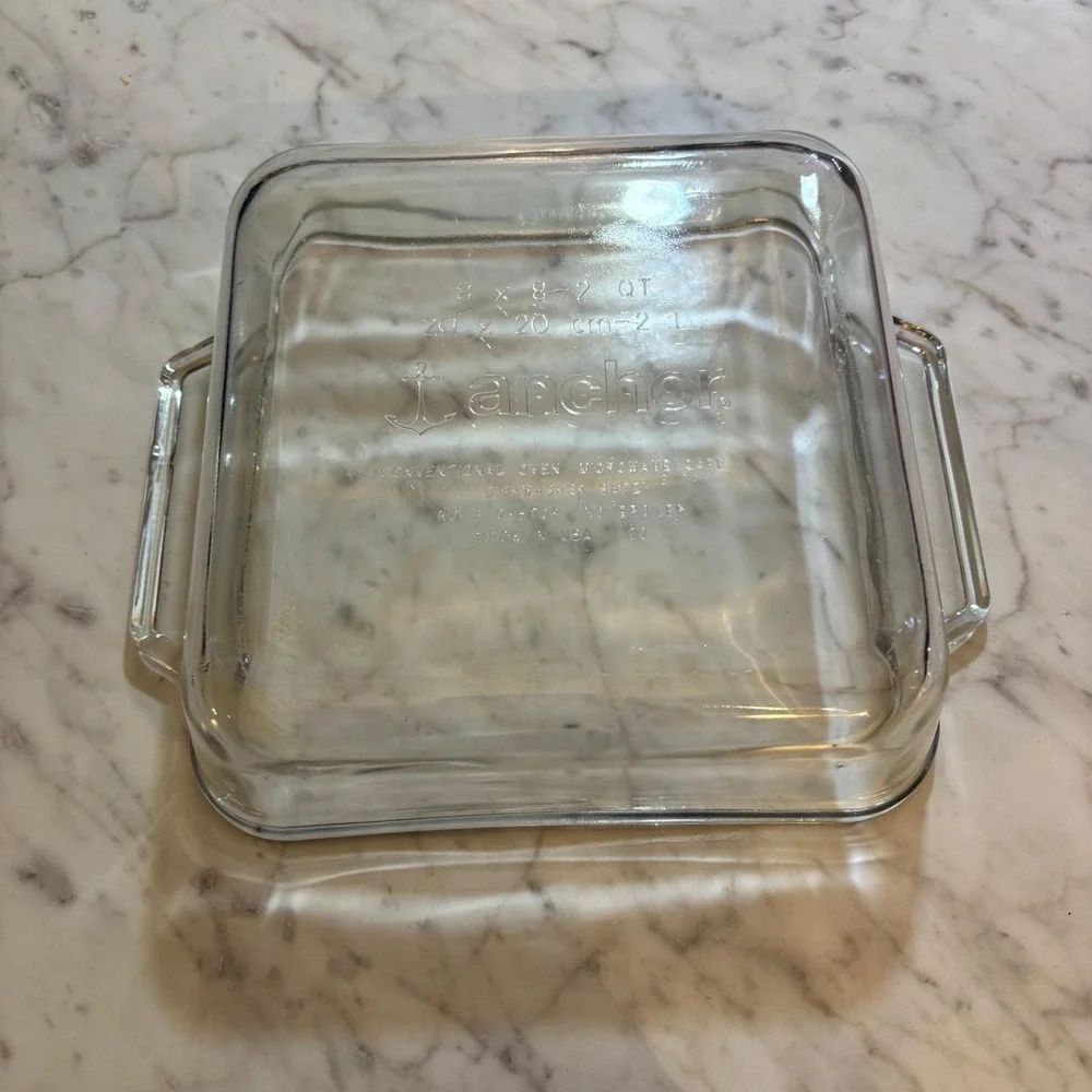 Anchor Hocking 8x8 Square Glass Baking Dish 2 Quart Clear Casserole Pan USA Made